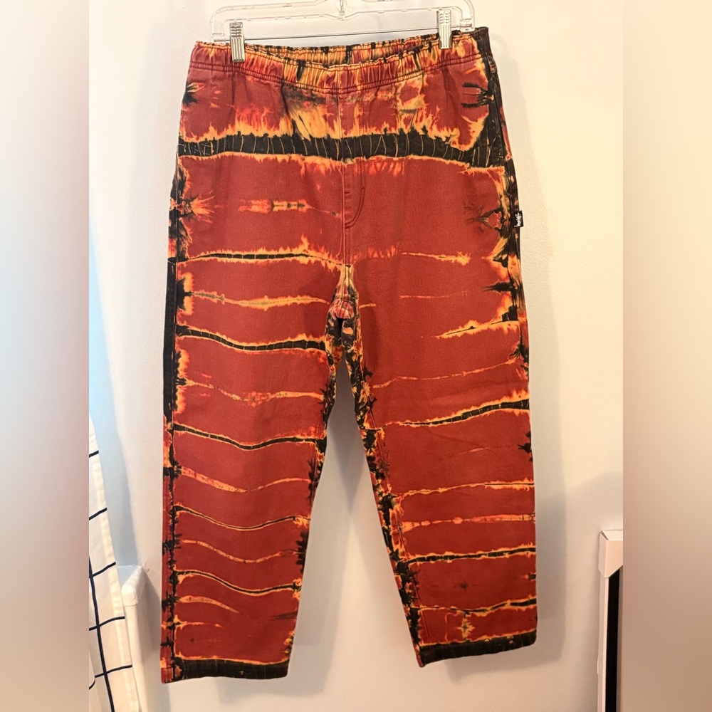 Stussy Rip Dye Beach Pant Size Medium M Men’s Red Tie-dye